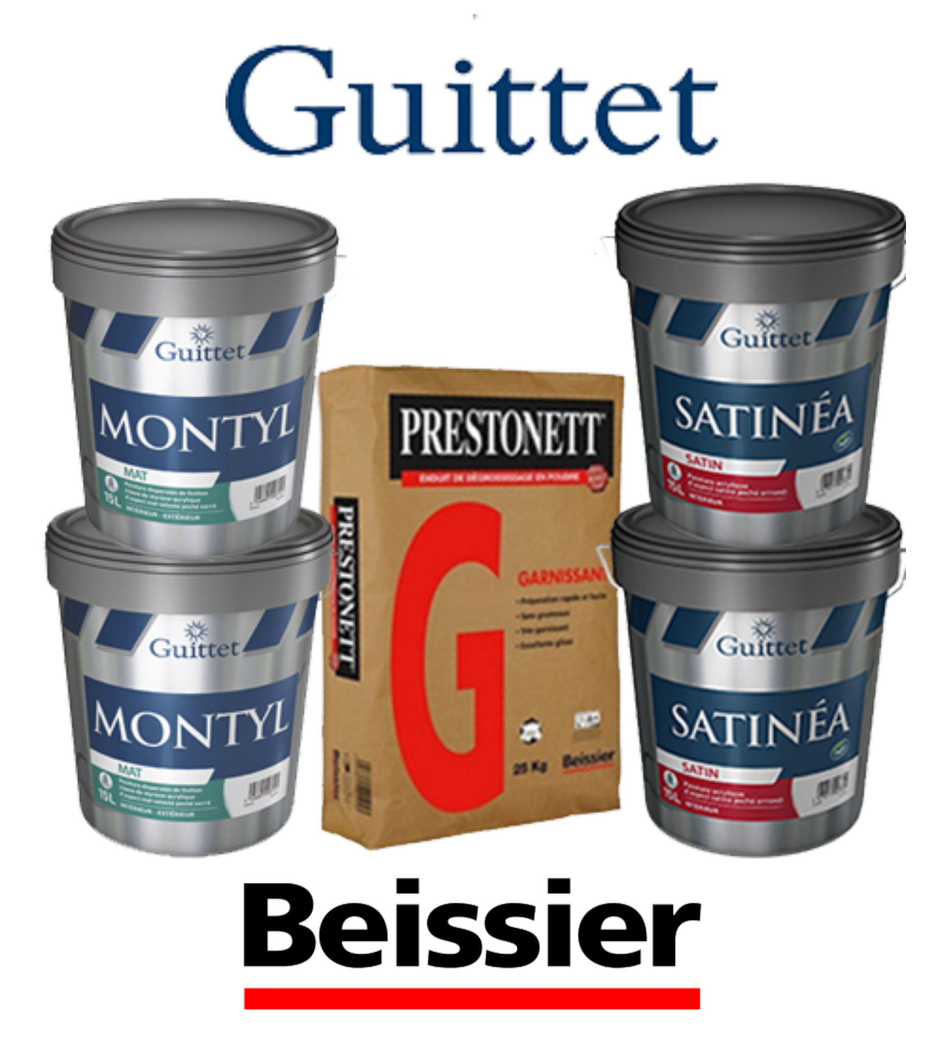 lot peinture guittet et enduit prestonett